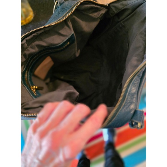 OPELLI Leather Satchel Handbag Brass Hardware Top Zip - Picture 9 of 9